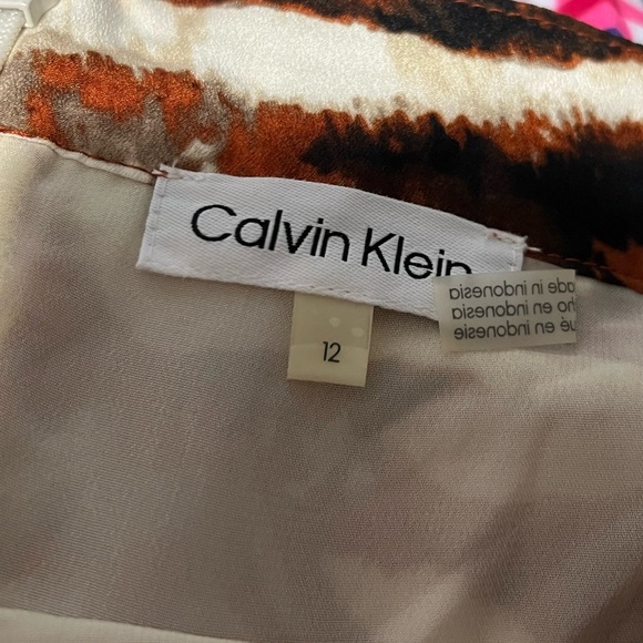 Calvin Klein Handkerchief Hem Pull On Skirt in Terracotta Multi Women's Size 12 - Picture 5 of 6
